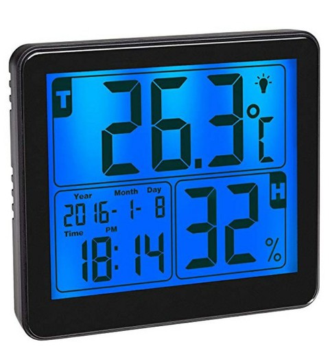 Hygrometer Thermometer Met Klok En Kalender Tfa En