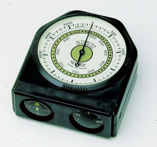 Hoogtemeter met kompas en thermometer