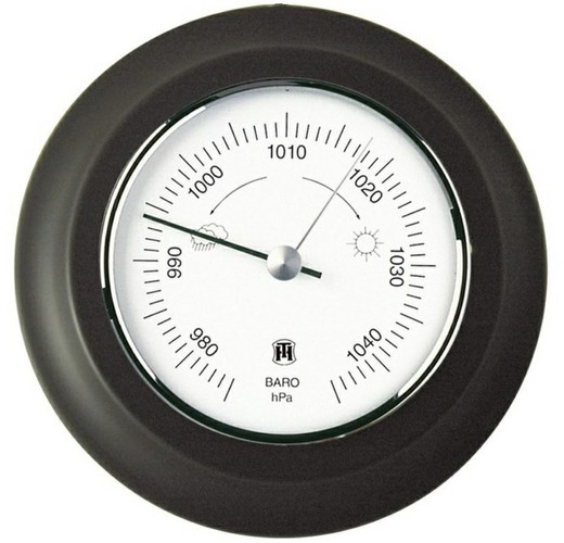 Black aneroid barometer