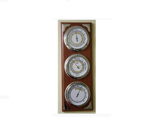 Stazione meteorologica nautica per interni B / T / H ottone / legno