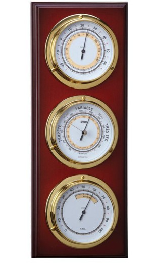 Wood and brass nautical weather station ref 30.3761