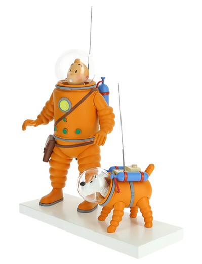 Tintin and Milu figure astronaut resin