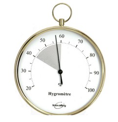 Hygromètre analogique doré avec anneau