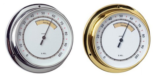 Circular hygrometer in brass or chrome