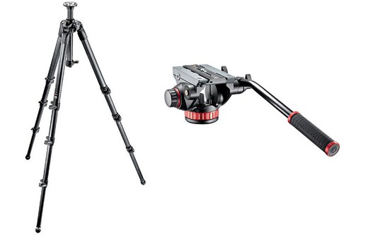 Tripod Kit Manfrotto MT057 C4 carbon + kuglehoved MVH 502AH 2-vejs