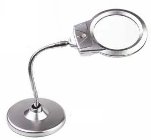 2x articulated metal magnifying glass with led light