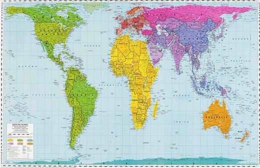 World Map Peters English 93X130