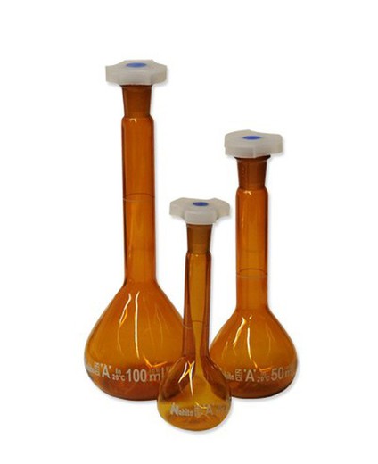 Fiole jaugée de classe A avec bouchon 5 ml / 10 ml / 25 ml / 50 ml / 100 ml / 250 ml