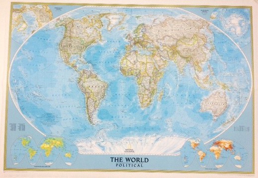 Poster geografico nazionale politico blu del mondo classico (111x77cm)