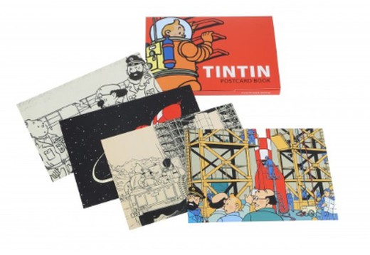 Set 16 cartoline di Tintin Lune