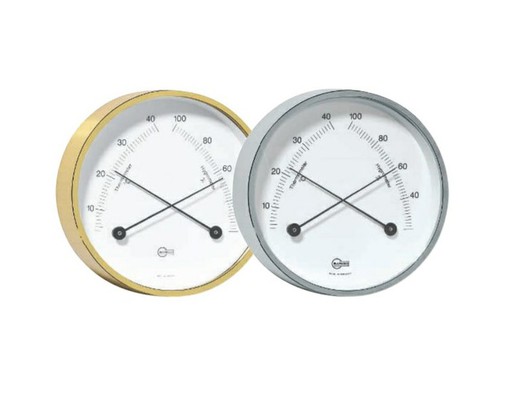 Barigo brass or chrome thermo hygrometer