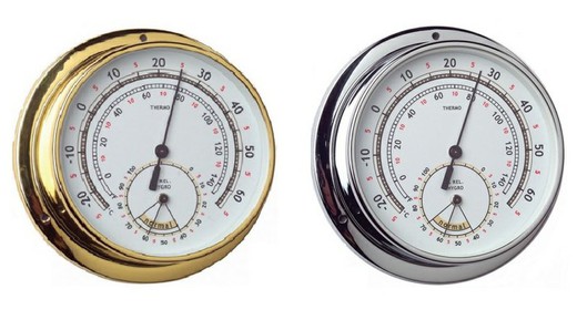 Nautical thermo hygrometer brass or chrome