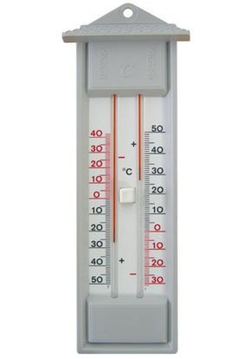 Maximale en minimale alcoholthermometer met grijze plastic hoes