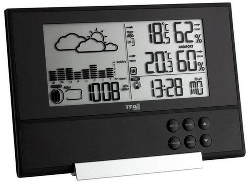 Estación meteorológica Pure II tfa 35.1107 radio tiempo temperatura alarma espacio control del clima 