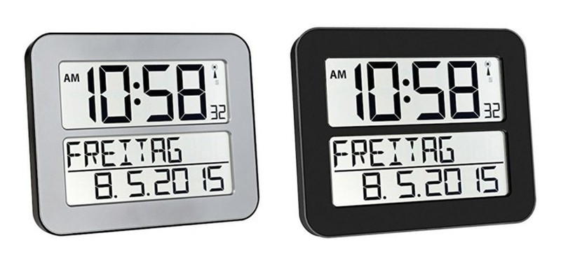 JeVx Orologio digitale da parete termometro a LED sveglia fonte di alimentazione con calendario cronometro 