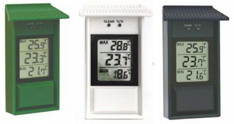 Maximale en minimale thermometer en huidige —